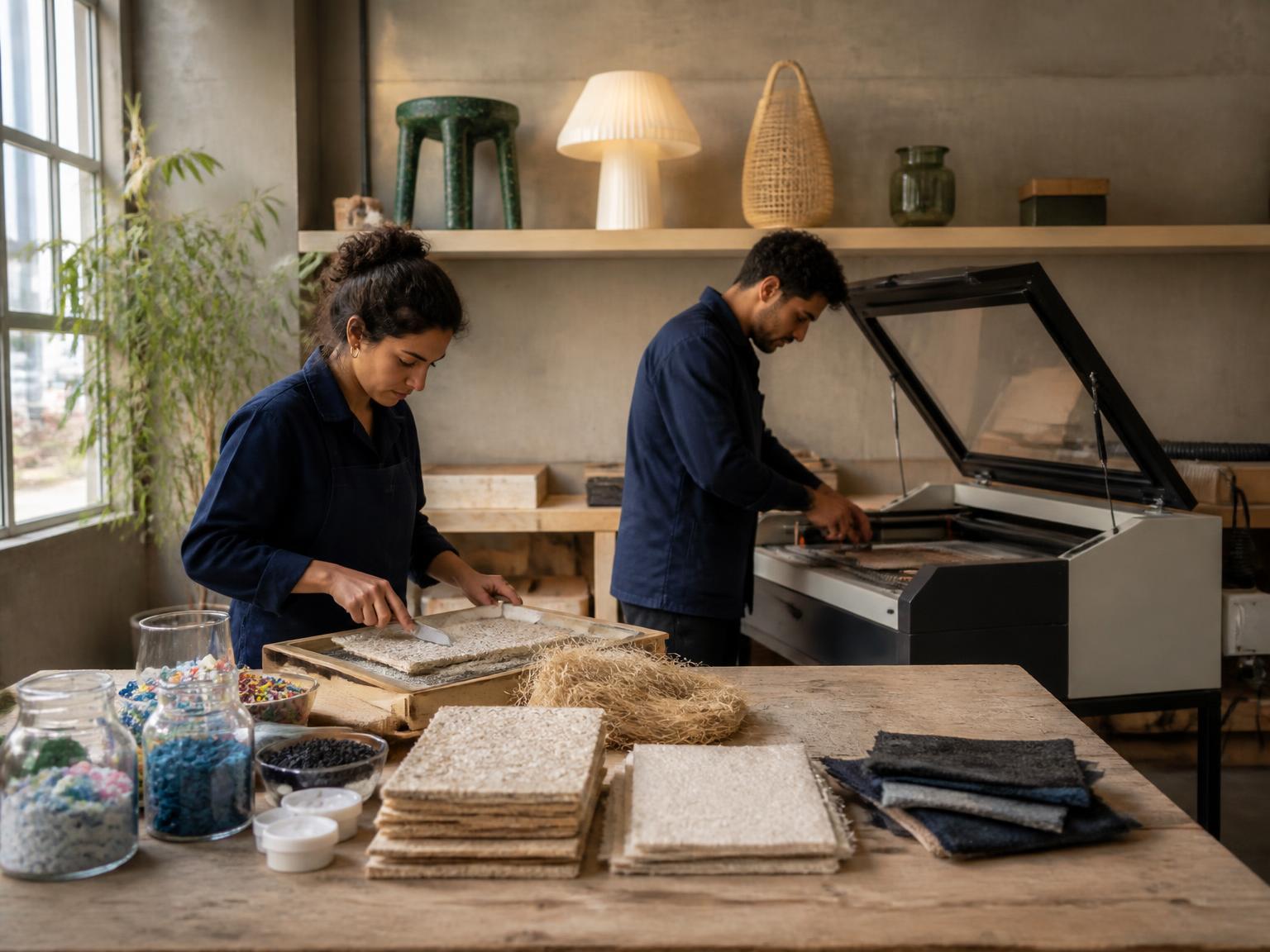 Tunisian makers transforming sorted reclaimed materials into finished eco-responsible home, gift and lifestyle products